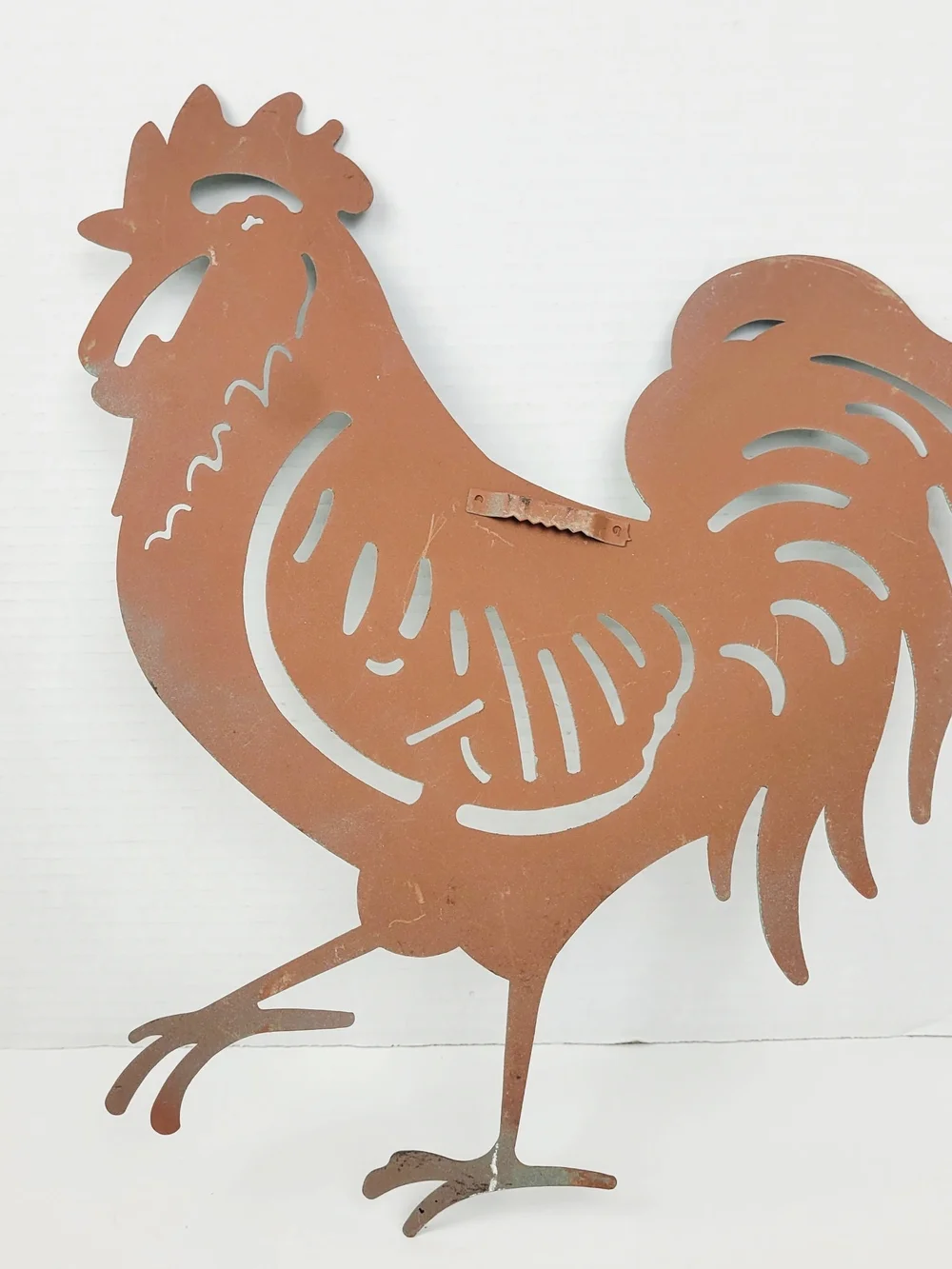 Set of 2~Rooster Metal Wall Decor ~Distressed~Rustic Farmcore~Turquoise~White